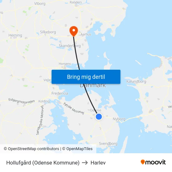 Hollufgård (Odense Kommune) to Harlev map