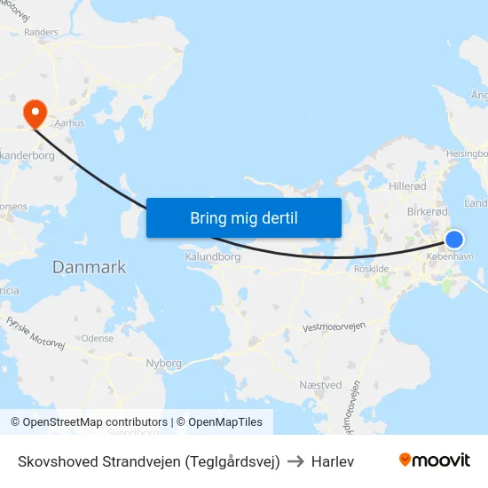 Skovshoved Strandvejen (Teglgårdsvej) to Harlev map