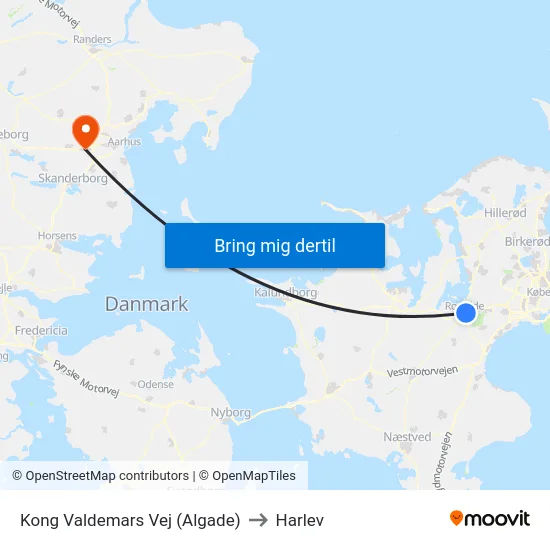 Kong Valdemars Vej (Algade) to Harlev map