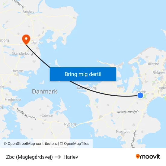 Zbc (Maglegårdsvej) to Harlev map