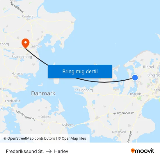 Frederikssund St. to Harlev map