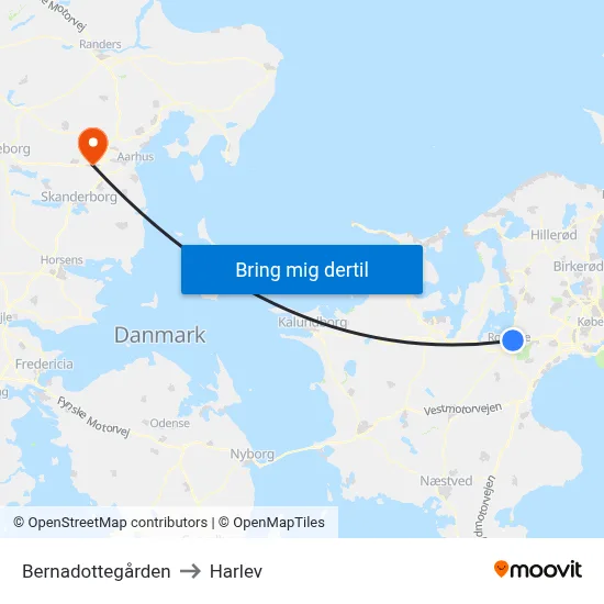 Bernadottegården to Harlev map