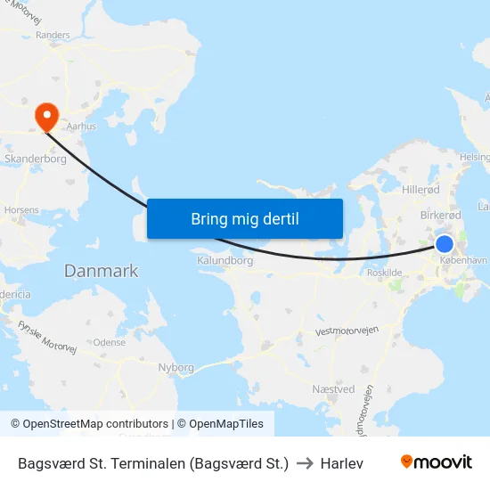 Bagsværd St. Terminalen (Bagsværd St.) to Harlev map