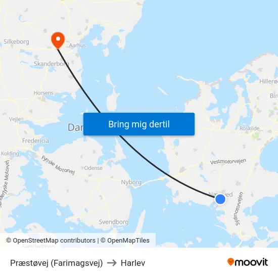 Præstøvej (Farimagsvej) to Harlev map