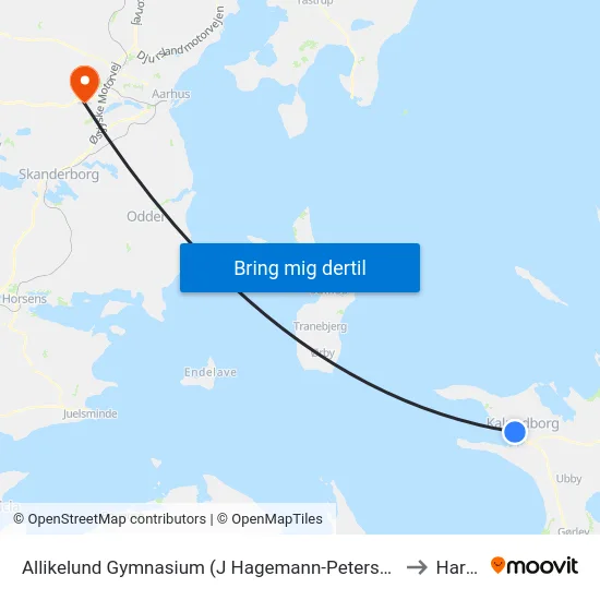Allikelund Gymnasium (J Hagemann-Petersens Allé) to Harlev map