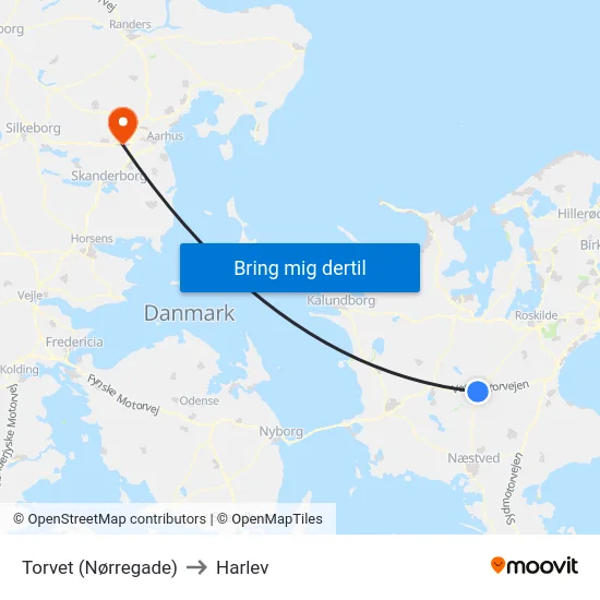 Torvet (Nørregade) to Harlev map