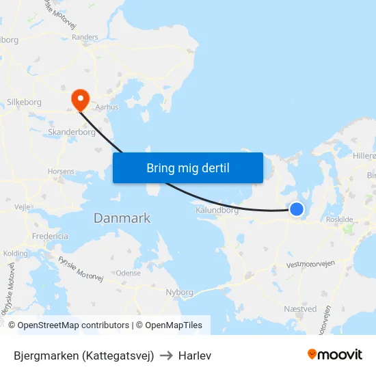 Bjergmarken (Kattegatsvej) to Harlev map