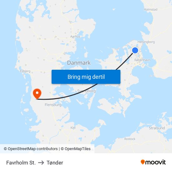 Favrholm St. to Tønder map