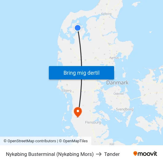 Nykøbing Busterminal (Nykøbing Mors) to Tønder map