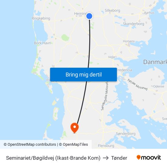 Seminariet/Bøgildvej (Ikast-Brande Kom) to Tønder map