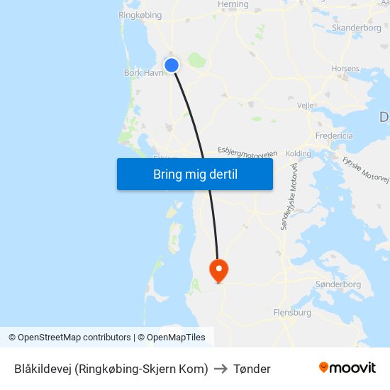 Blåkildevej (Ringkøbing-Skjern Kom) to Tønder map