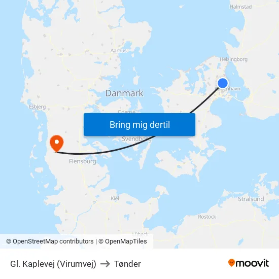 Gl. Kaplevej (Virumvej) to Tønder map