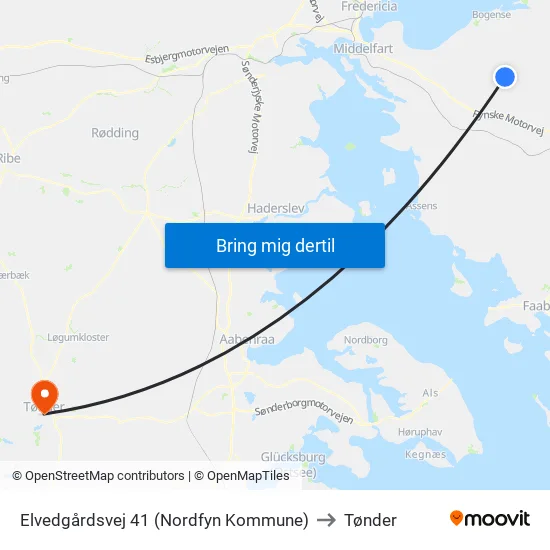 Elvedgårdsvej 41 (Nordfyn Kommune) to Tønder map