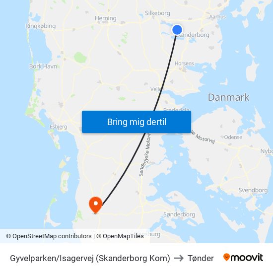Gyvelparken/Isagervej (Skanderborg Kom) to Tønder map