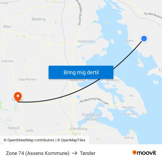Zone 74 (Assens Kommune) to Tønder map