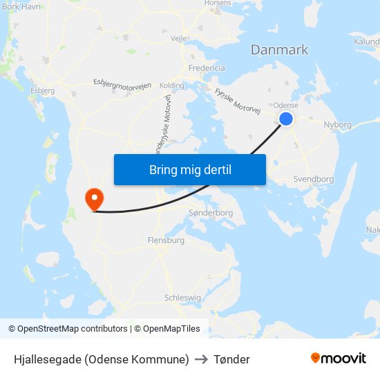 Hjallesegade (Odense Kommune) to Tønder map