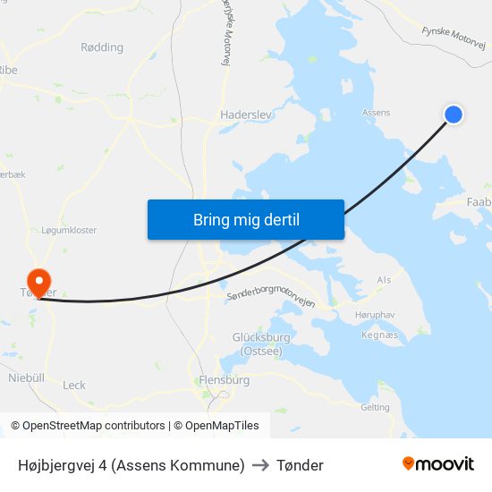 Højbjergvej 4 (Assens Kommune) to Tønder map