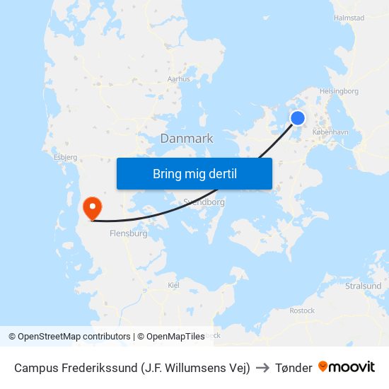 Campus Frederikssund (J.F. Willumsens Vej) to Tønder map