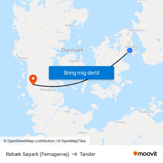 Rebæk Søpark (Femagervej) to Tønder map