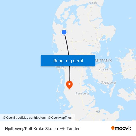 Hjaltesvej/Rolf Krake Skolen to Tønder map