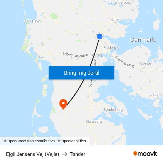 Ejgil Jensens Vej (Vejle) to Tønder map