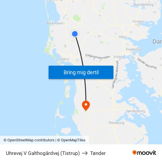 Uhrevej V Galthogårdvej (Tistrup) to Tønder map