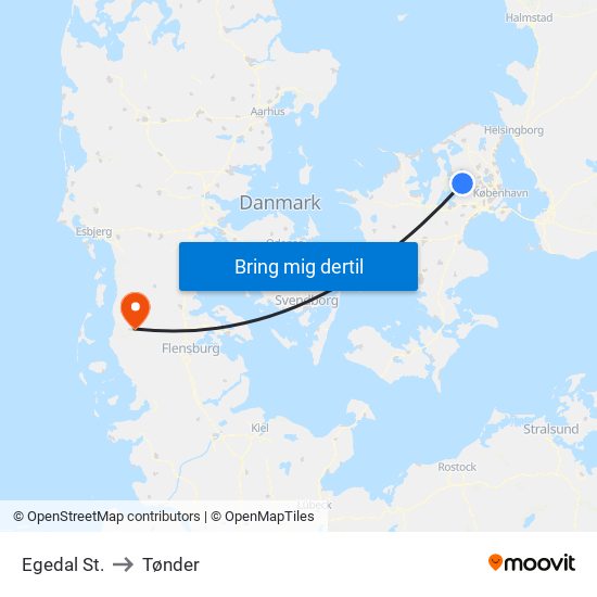 Egedal St. to Tønder map