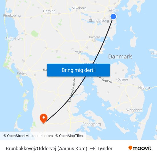 Brunbakkevej/Oddervej (Aarhus Kom) to Tønder map