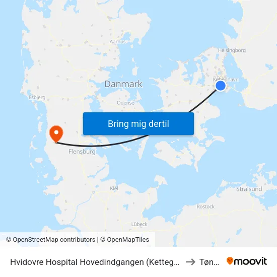 Hvidovre Hospital Hovedindgangen (Kettegård Allé) to Tønder map