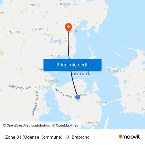 Zone 01 (Odense Kommune) to Brabrand map