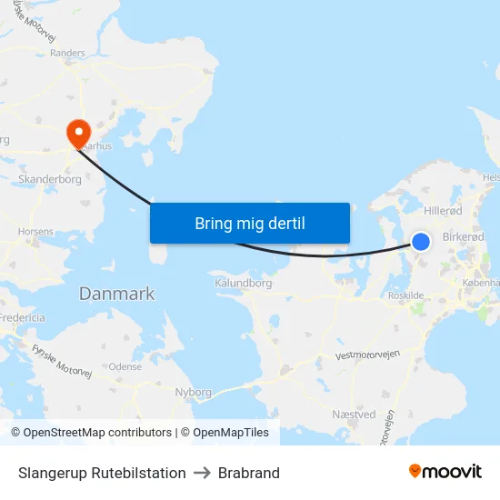 Slangerup Rutebilstation to Brabrand map