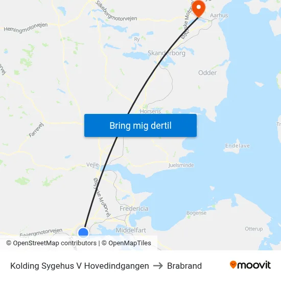 Kolding Sygehus V Hovedindgangen to Brabrand map