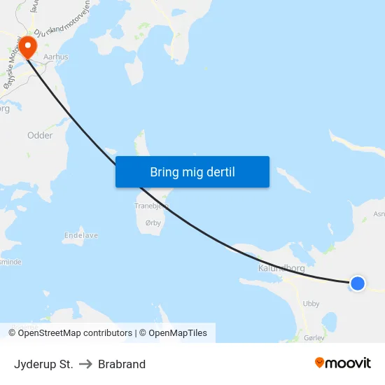 Jyderup St. to Brabrand map