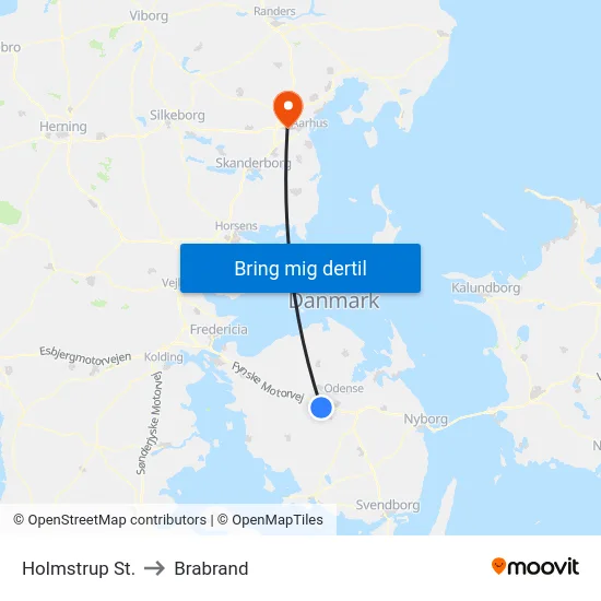 Holmstrup St. to Brabrand map