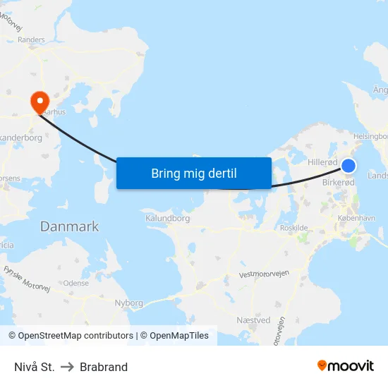 Nivå St. to Brabrand map