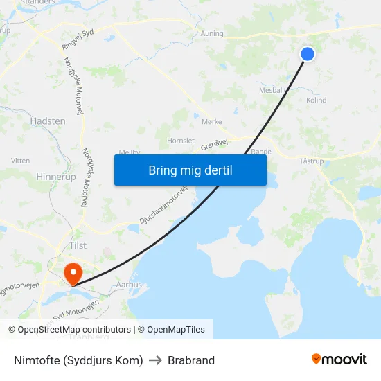 Nimtofte (Syddjurs Kom) to Brabrand map
