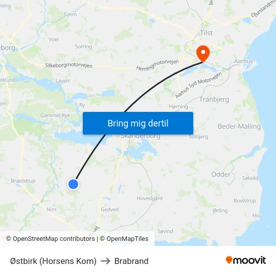 Østbirk (Horsens Kom) to Brabrand map