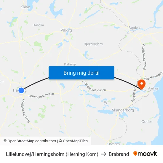 Lillelundvej/Herningsholm (Herning Kom) to Brabrand map
