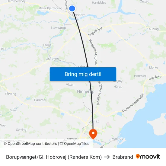 Borupvænget/Gl. Hobrovej (Randers Kom) to Brabrand map
