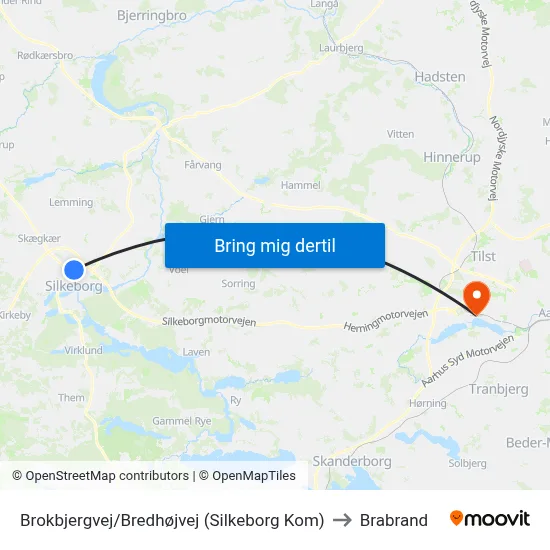 Brokbjergvej/Bredhøjvej (Silkeborg Kom) to Brabrand map