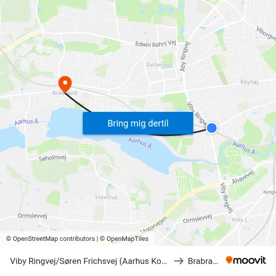 Viby Ringvej/Søren Frichsvej (Aarhus Kom) to Brabrand map