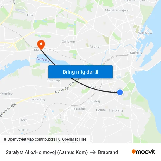 Saralyst Allé/Holmevej (Aarhus Kom) to Brabrand map