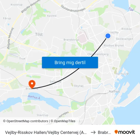 Vejlby-Risskov Hallen/Vejlby Centervej (Aarhus Kom to Brabrand map