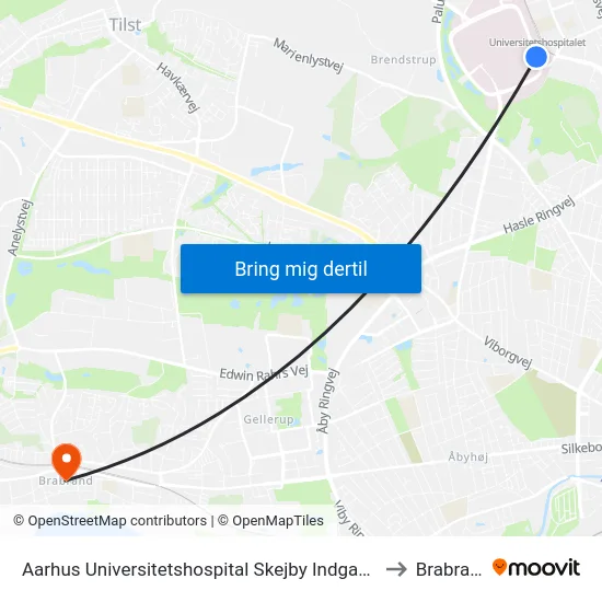 Aarhus Universitetshospital Skejby Indgang E/F to Brabrand map
