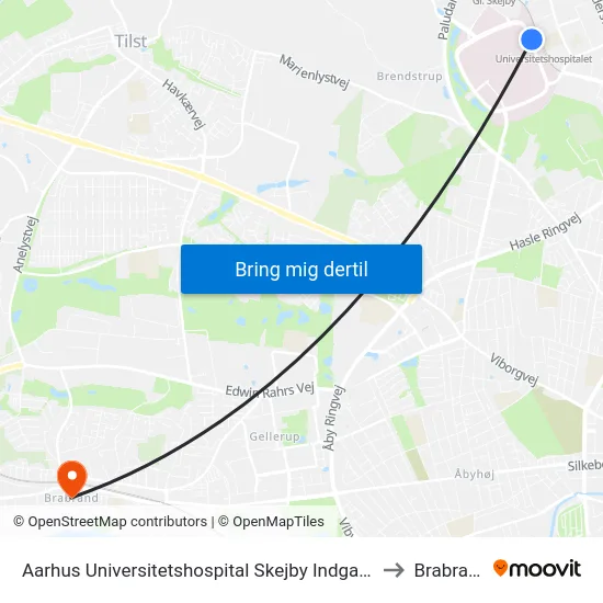 Aarhus Universitetshospital Skejby Indgang G to Brabrand map