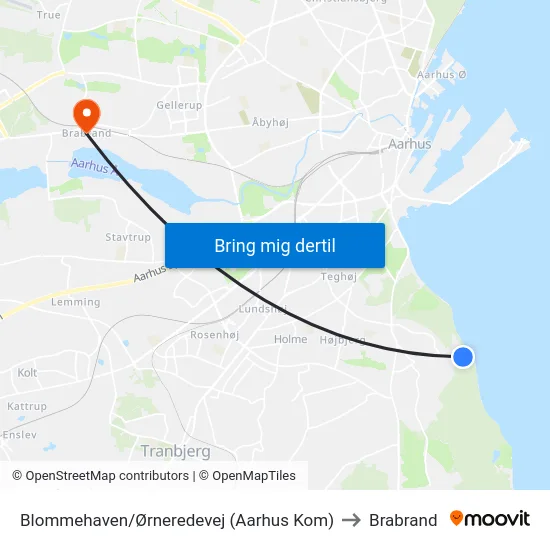 Blommehaven/Ørneredevej (Aarhus Kom) to Brabrand map