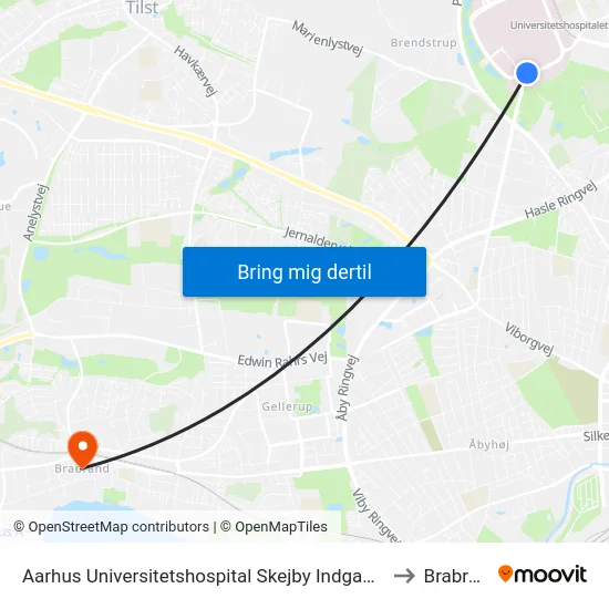 Aarhus Universitetshospital Skejby Indgang B/C/D to Brabrand map