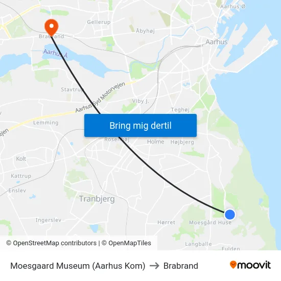 Moesgaard Museum (Aarhus Kom) to Brabrand map