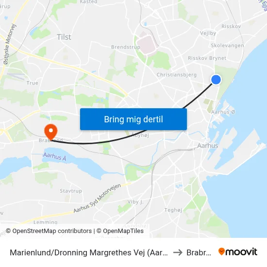 Marienlund/Dronning Margrethes Vej (Aarhus Kom) to Brabrand map