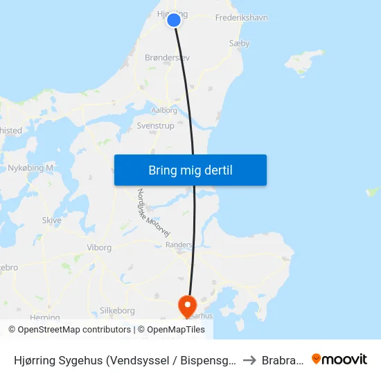 Hjørring Sygehus (Vendsyssel / Bispensgade) to Brabrand map